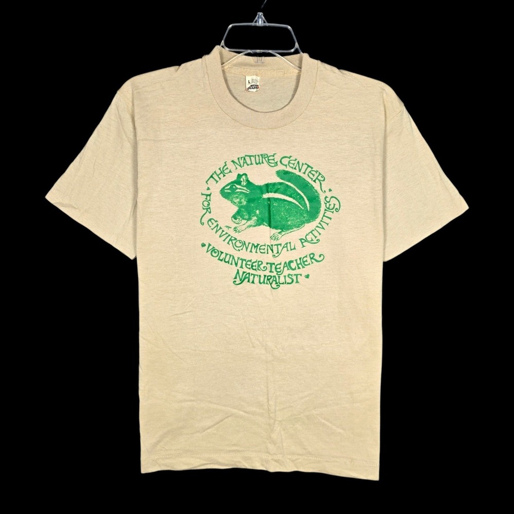 Vintage Nature Center T-Shirt Mens Large Naturalist Chipmunk Hippie Screen Stars